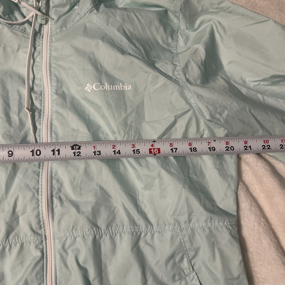 Columbia Jacket Womens M Teal Hooded Full Zip Lightweight Rain Windbreaker - Picture 5 of 8